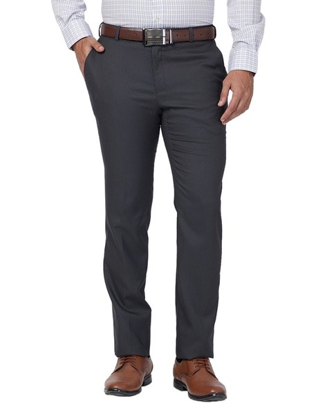 Raymond Men Slim Fit Flat-Front Trousers