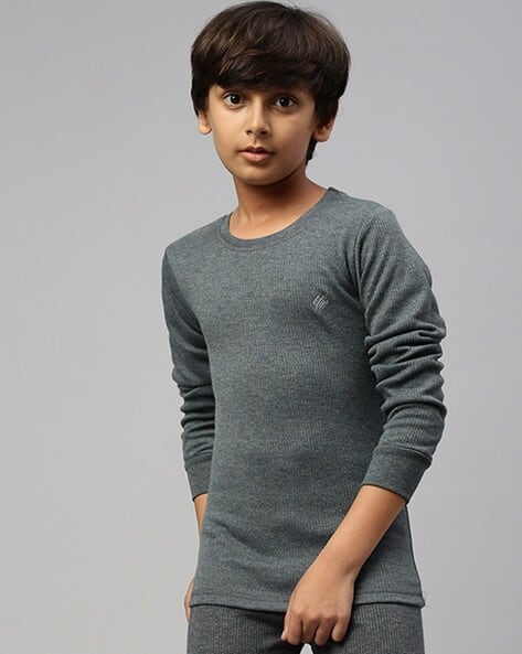 Buy Black Melange Thermal Wear for Boys by ONN Online