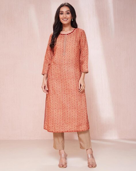 Fabindia Women Printed Straight Kurta