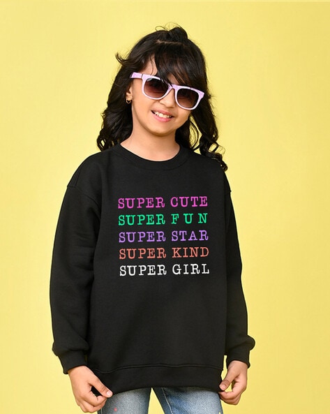 Buy Black Sweatshirts Hoodie for Girls by Nusyl Online Ajio