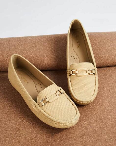 Round-Toe Loafers with Metal Accent