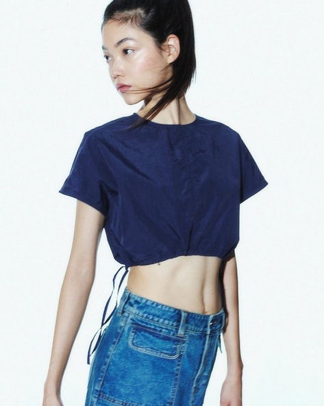 Women Drawstring Detail Cropped Tops