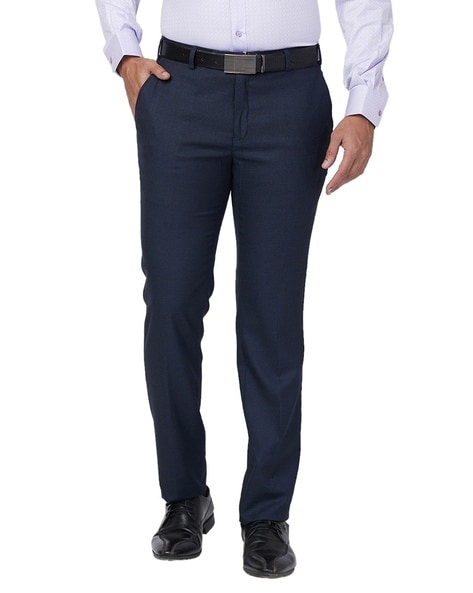 Raymond Men Slim Fit Flat-Front Trousers