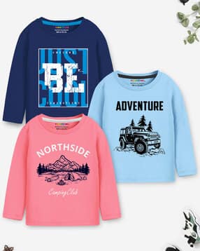 trampoline Pack of 3 Typographic Print Regular Fit T-Shirt-picture-27
