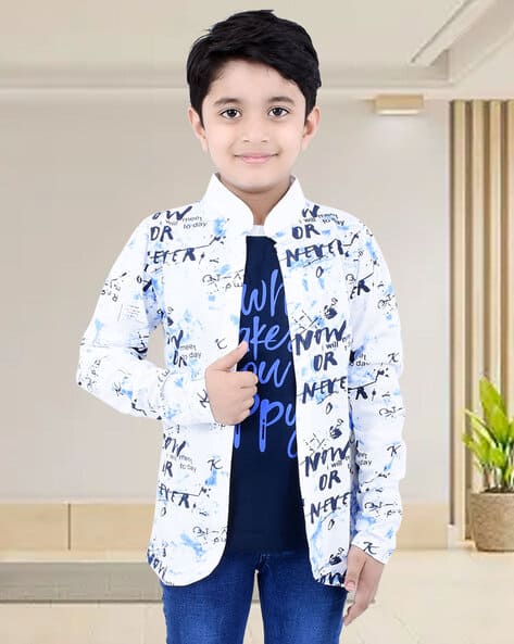 Graphic Print Relaxed Fit T-Shirt with Attached Shrug