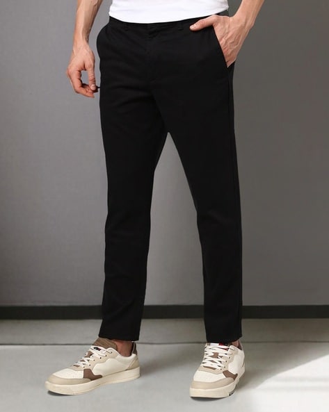 Men Regular Fit Flat-Front Chinos