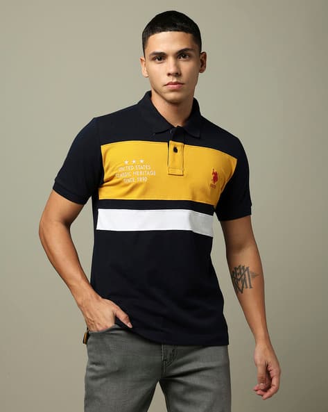 U.S. Polo Assn. Men Colourblock Slim Fit Polo T-Shirt