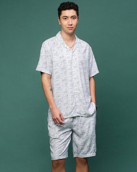 Men Printed Shirt Shorts 2-Piece Co-Ord Set