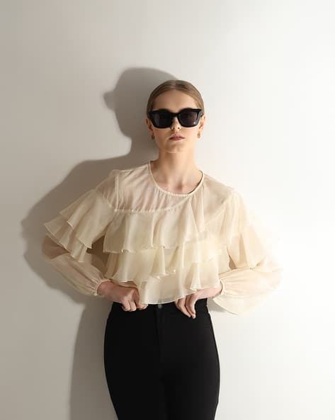 Vero Moda Women Ruffled Relaxed Fit Top