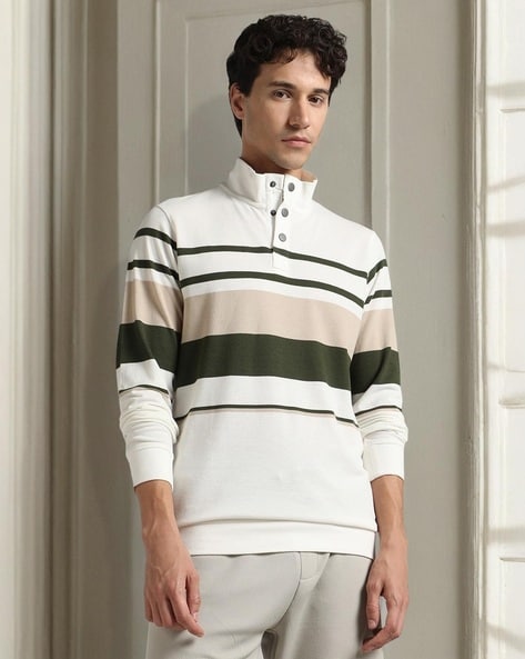 Men Striped Regular Fit Sweatshirt