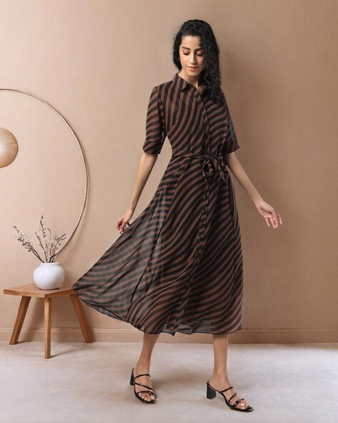 Women Striped Fit & Flare Dress