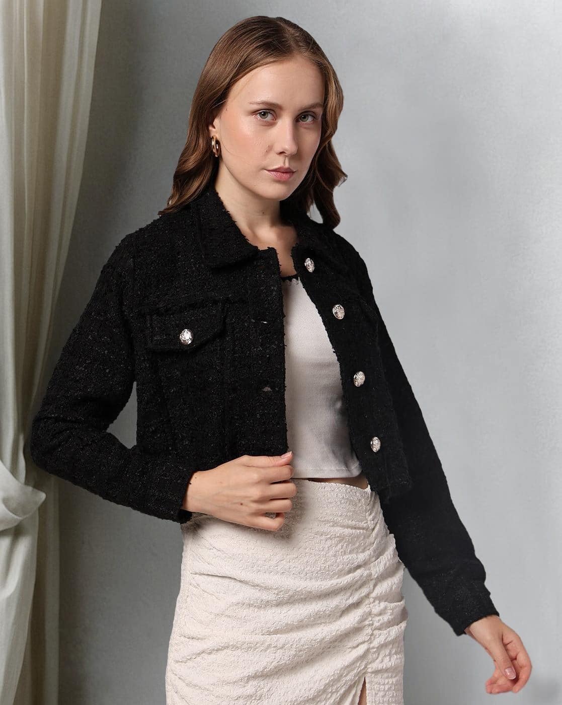 & ファッション ameri LADY LIKE PRINT TWEEDS JACKET mix