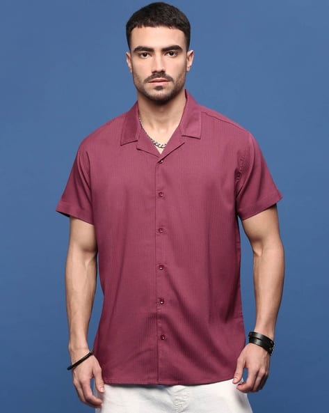 princess polly baby blue dress Omega Men's Short Sleeve Dress Shirt (Burgundy, L)