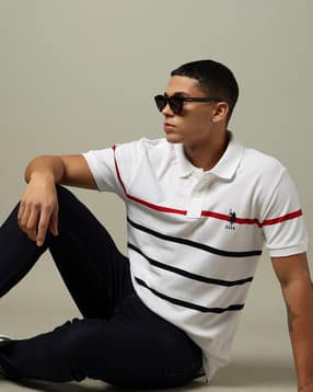 Men Striped Slim Fit Polo T-Shirt
