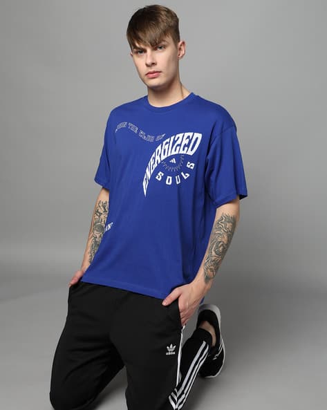 ADIDAS Men U Yoga Typographic Print Regular Fit Crew-Neck T-Shirt