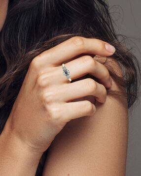 valanova Women Sterling Silver Gold-Plated Lab Grown Diamond-Studded Ring-picture-49