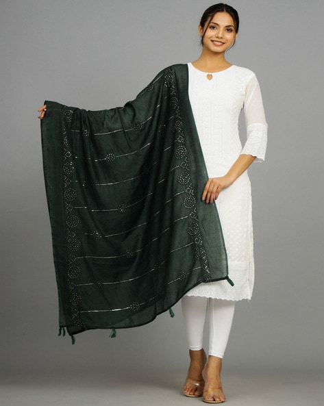 Embroidered Dupatta with Tassels Price in India