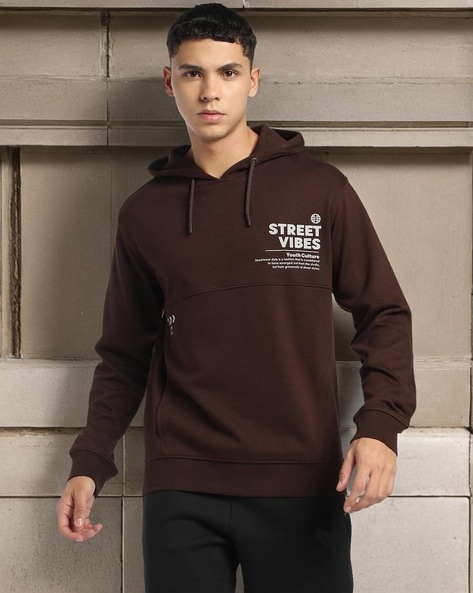 Men Typographic Print Regular Fit Hoodie