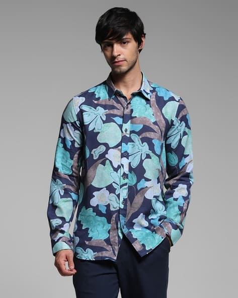Men Floral Print Slim Fit Shirt