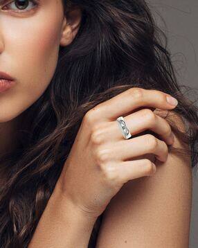valanova Women Sterling Silver Lab Grown Diamond-Studded Ring-picture-36