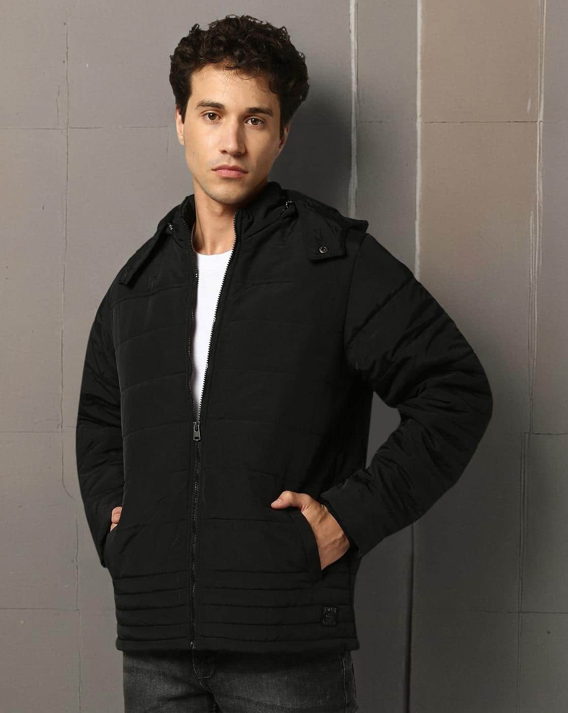 Buy DNMX Men Regular Fit Hooded Puffer Jacket Online | Ajio.com