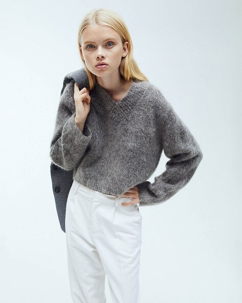 Buy Grey Sweaters Cardigans for Women by H M Online Ajio