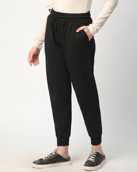 Black sweatpants with elastic ankles on sale