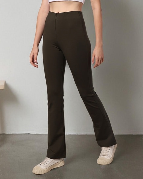 Women Flared Flat-Front Trousers