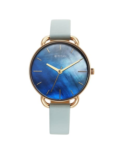 TITAN Women Round Dial Leather Strap Watch-2705WL01