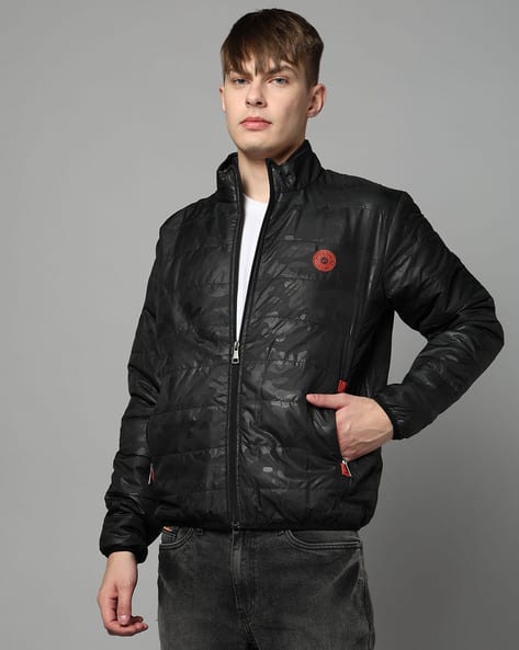 Men Quilted Regular Fit Biker Jacket