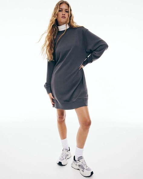 NEW newest Grey Sweatshirt Dress, Long Sleeve Dress, Gray Midi Dress, Warm Casual Dress, Hoodie Dress, Walker Sweatshirt Dress, Marcella - MD1918