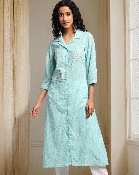 Women Embroidered Straight Kurta