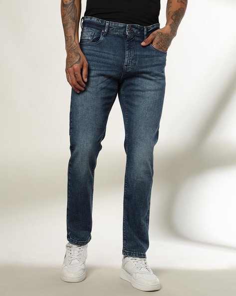 Men Lightly Washed Slim Fit Jeans