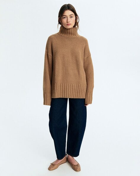 Women Oversized Fit Turtleneck Jumper