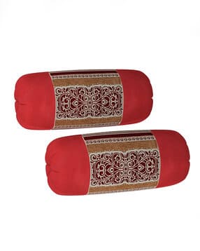Set of 2 Floral Woven Bolster Covers 32" x 16"-image-25