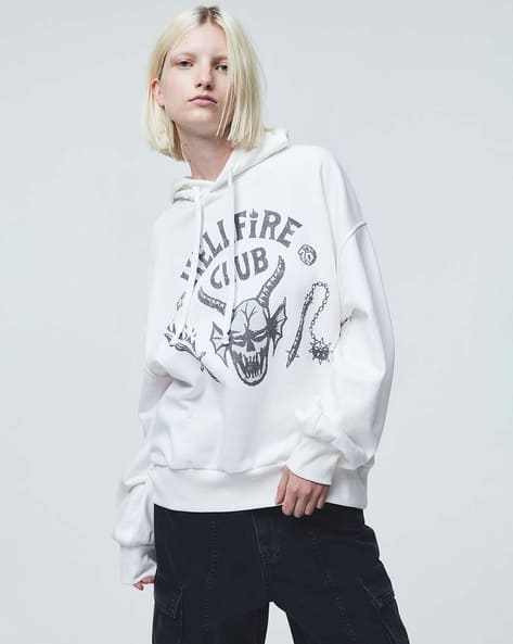 Women Oversized Print-Motif Hoodie