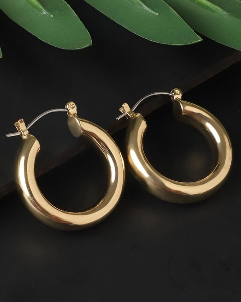 Elle Women Gold-Plated Hoops Earrings