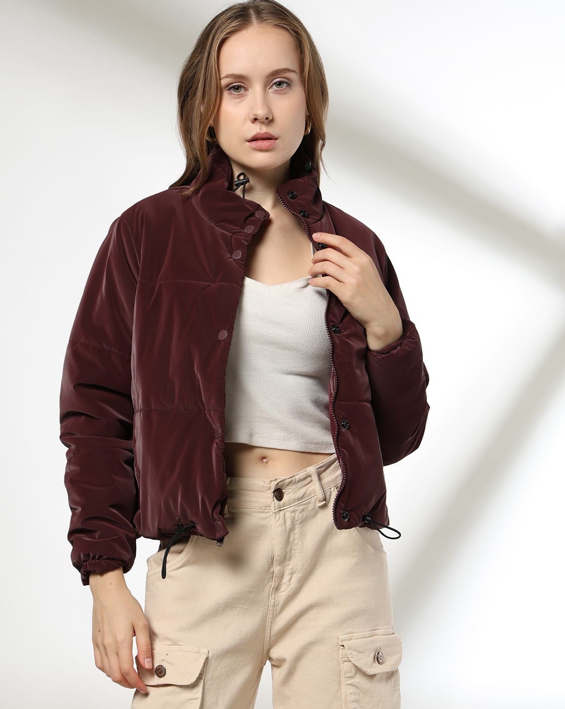 Buy Wine Red Jackets & Coats for Women by LEE COOPER Online | Ajio.com