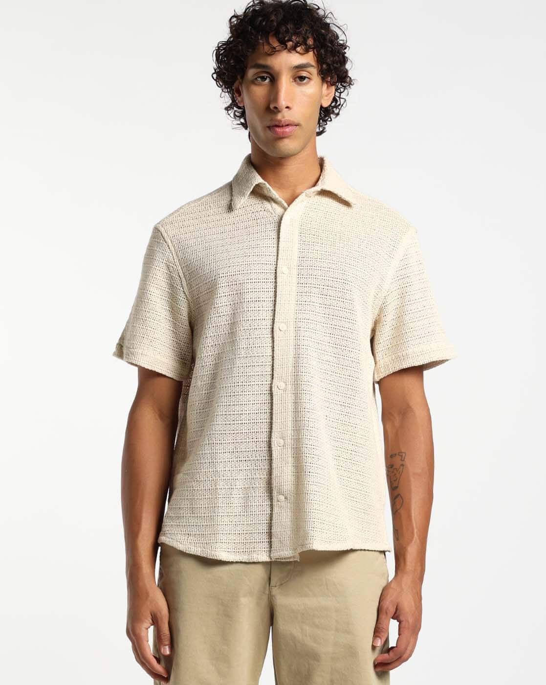 Buy Ecru Shirts for Men by Altheory by AZORTE Online | Ajio.com