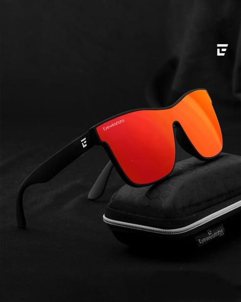 Rectangle Sunglasses Red Black Sunglasses Black Thick Geek-Chic