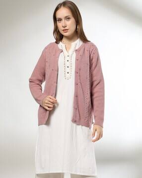 avaasa mix n' match Women Cable-Knit Round-Neck Cardigan-picture-15