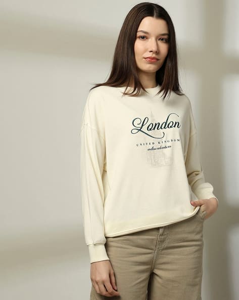 Women Relaxed Fit Drop-Shoulder Sweatshirt
