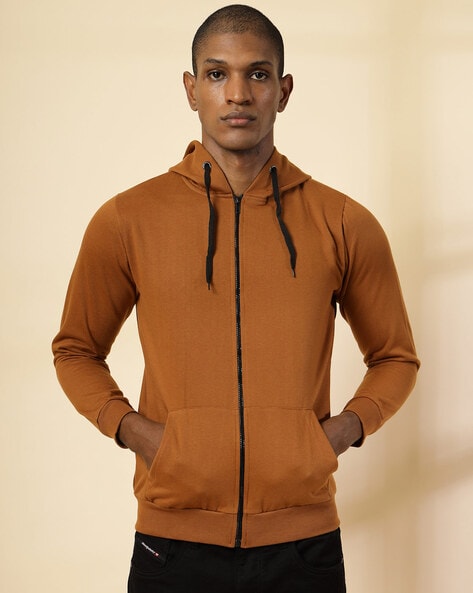 Mens brown hooded sweatshirt best sale