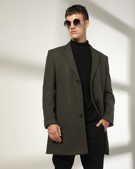 Men Slim Fit Longline Coat