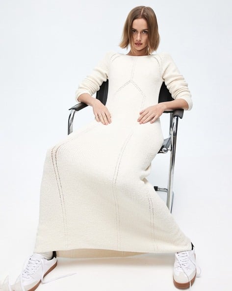 cream knitted dress zara White Zara Cream Knitted Dress Zara Hot Knitwear Dress Official Online Store