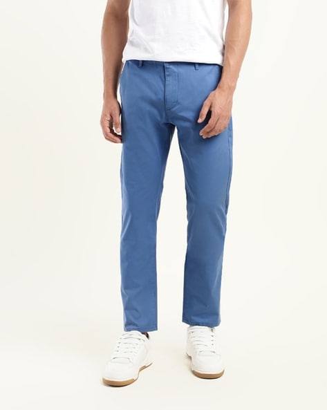 Men Slim Fit Flat-Front Trousers