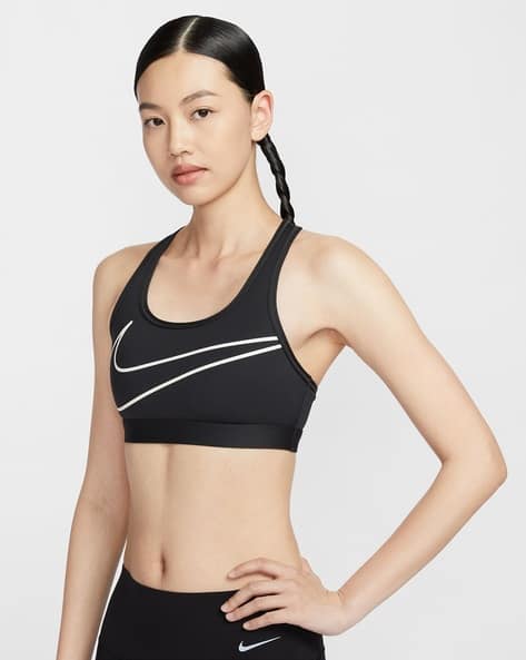 nike women's swoosh logo printed sports bra