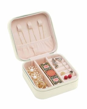 Zipper Portable Storage Box Jewellery Organiser with Divider Container