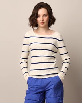 only Women Ribbed Boat-Neck Pullover-picture-37