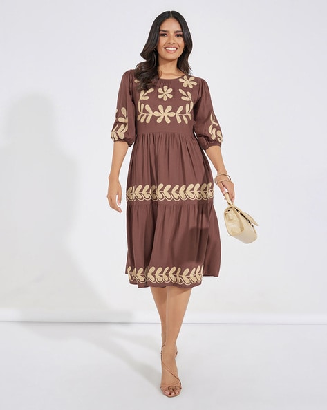 Women Embroidery A-Line Dress